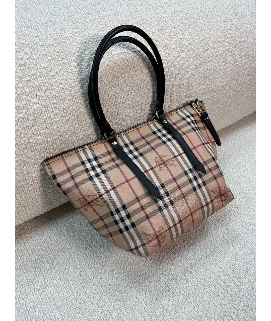 BURBERRY Бежевая кожаная сумка с короткими ручками, фото 2