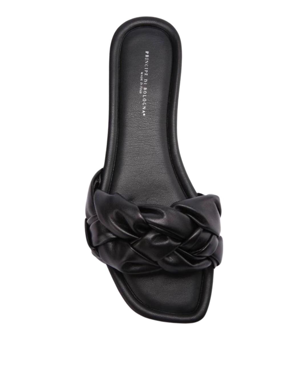 Principe di Bologna Черные кожаные шлепанцы, фото 3