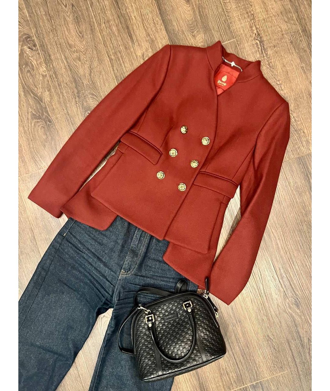 DONDUP Бордовое шерстяное пальто, фото 2