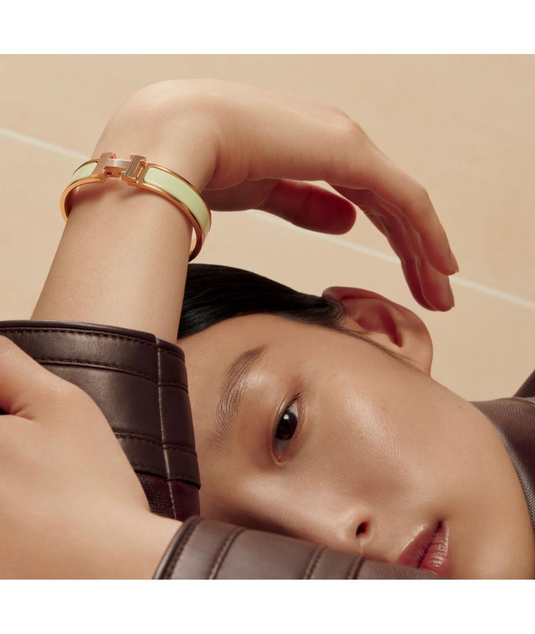 HERMES Салатовый металлический браслет, фото 3