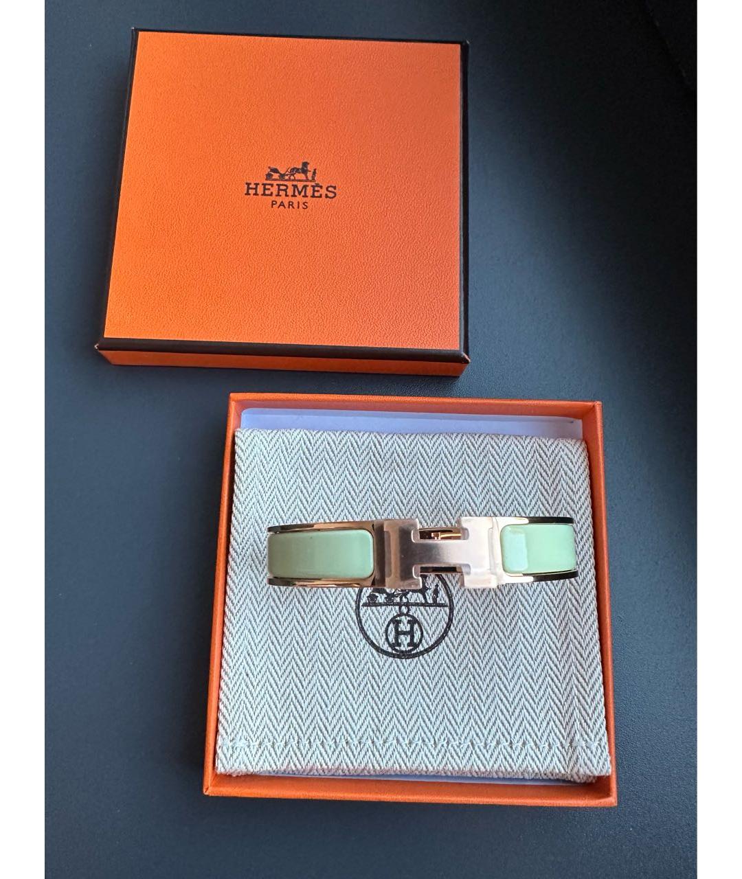 HERMES Салатовый металлический браслет, фото 4