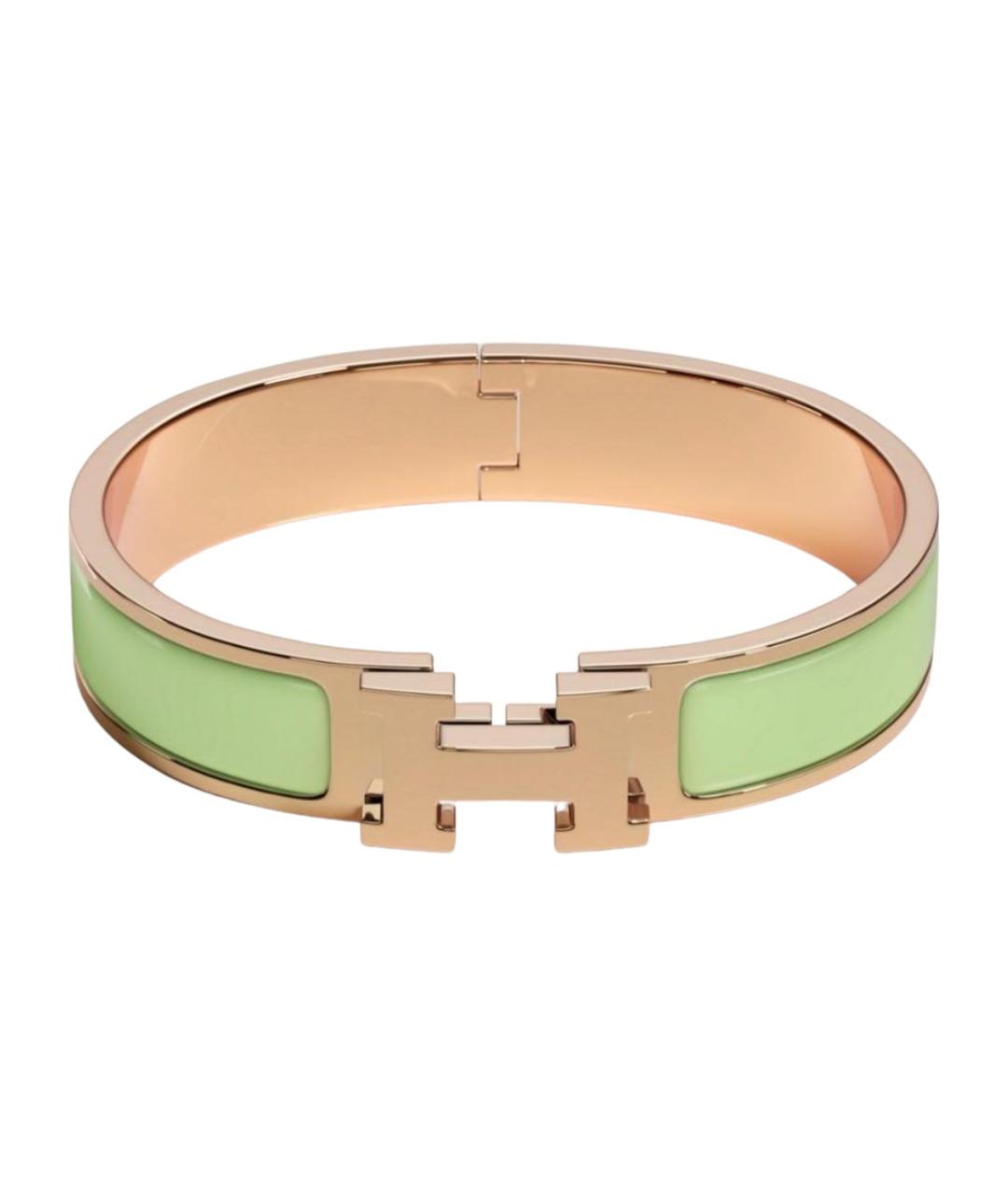 HERMES Салатовый металлический браслет, фото 1