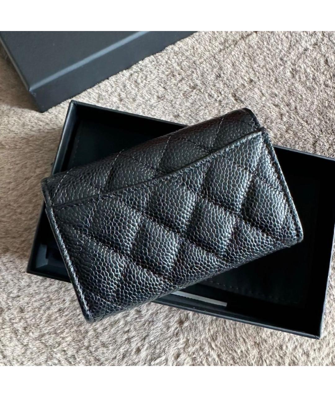 CHANEL Черный кожаный кошелек, фото 3