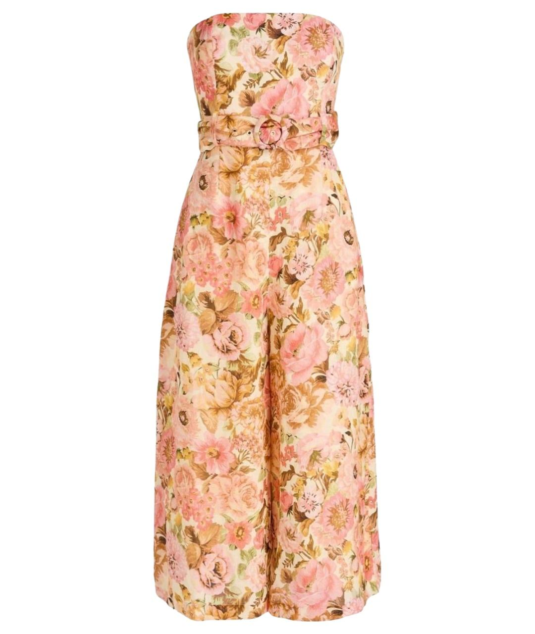 ZIMMERMANN Розовый льняной комбинезон, фото 1