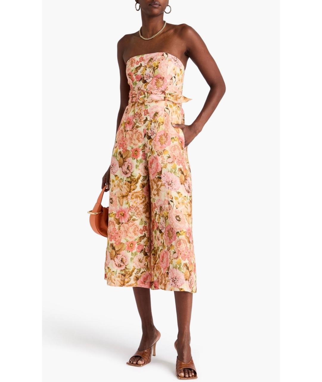 ZIMMERMANN Розовый льняной комбинезон, фото 4