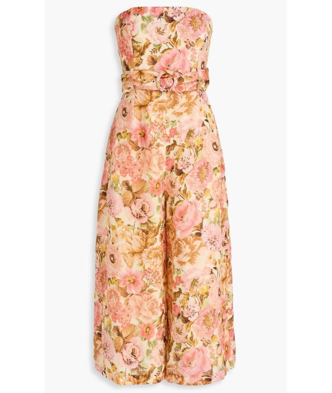 ZIMMERMANN Розовый льняной комбинезон, фото 10