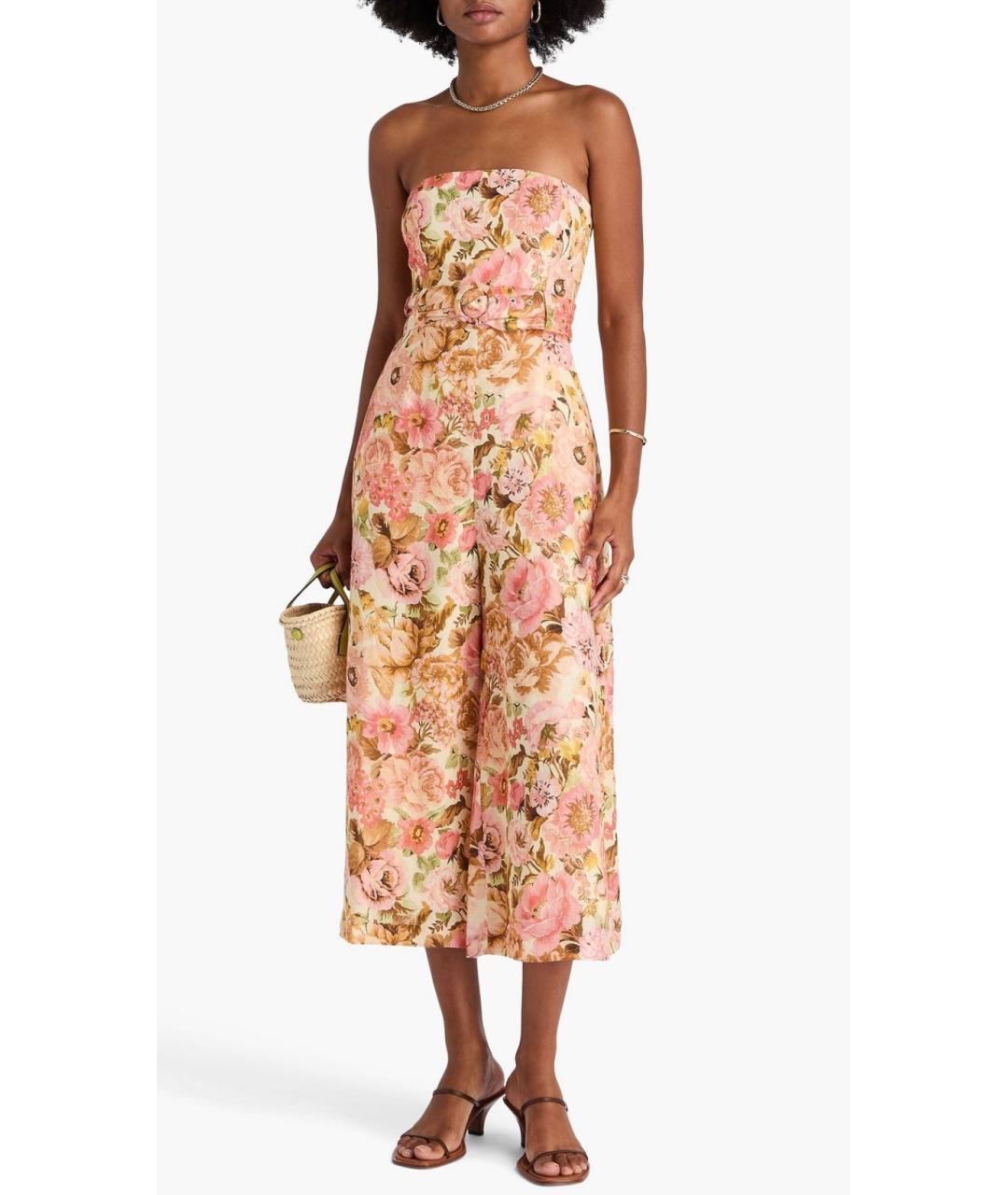 ZIMMERMANN Розовый льняной комбинезон, фото 2