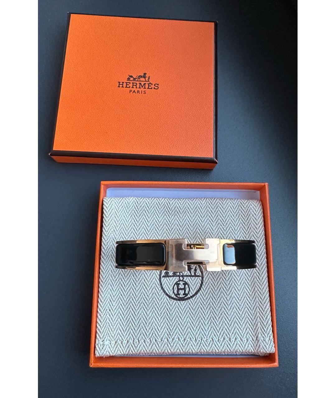 HERMES Черный металлический браслет, фото 4