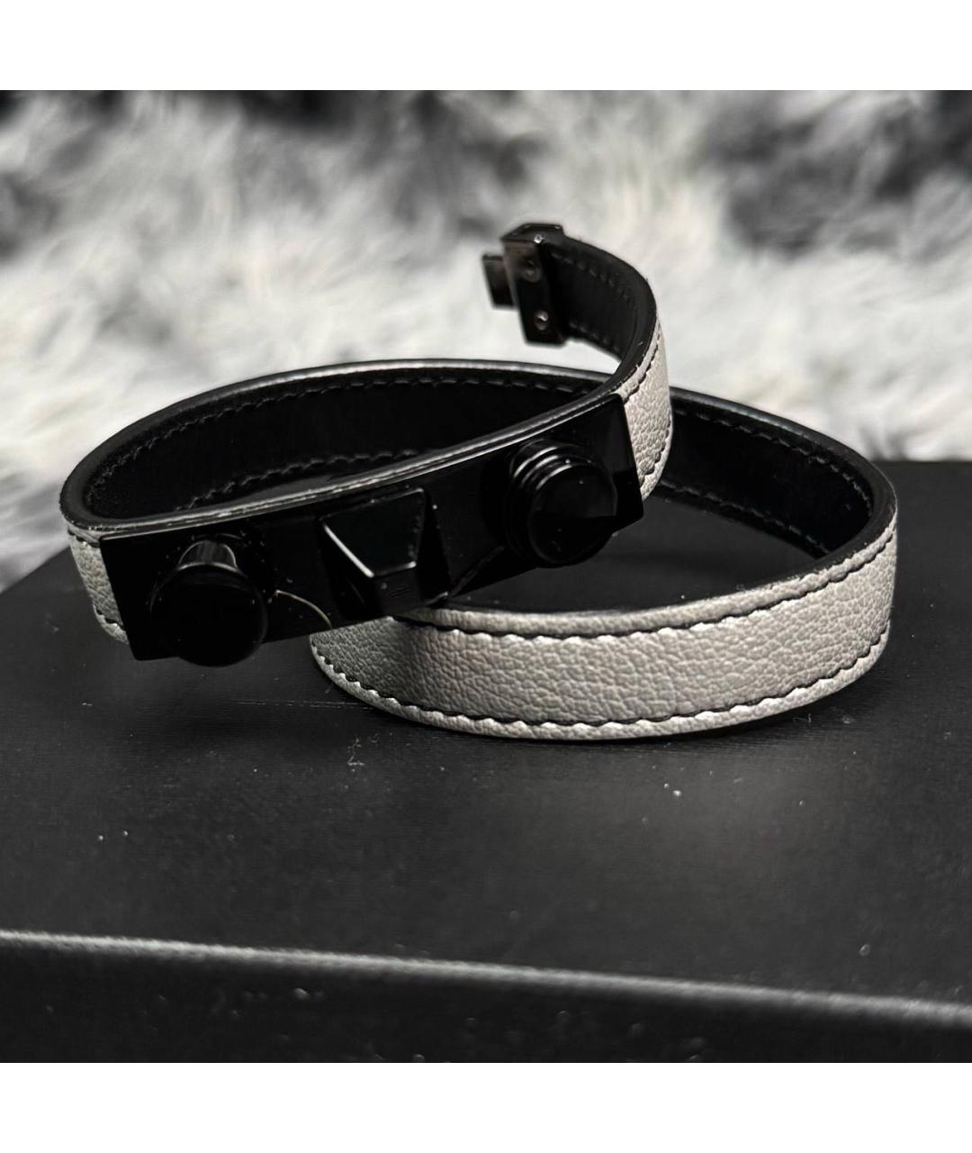 SAINT LAURENT Черный кожаный браслет, фото 2