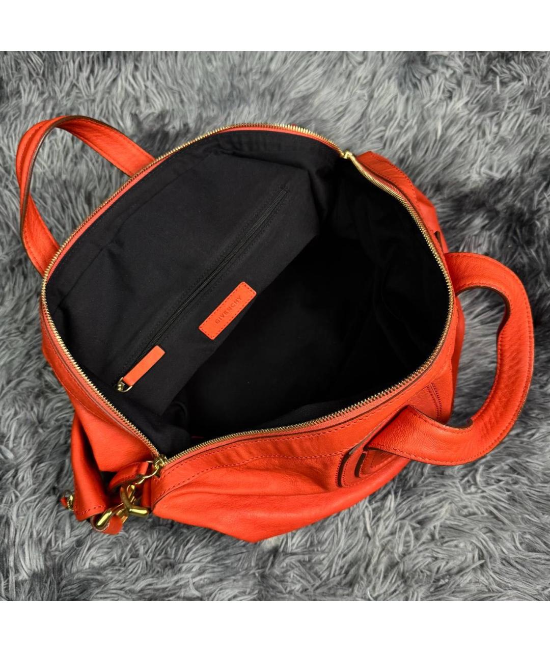 GIVENCHY Оранжевая кожаная сумка с короткими ручками, фото 4