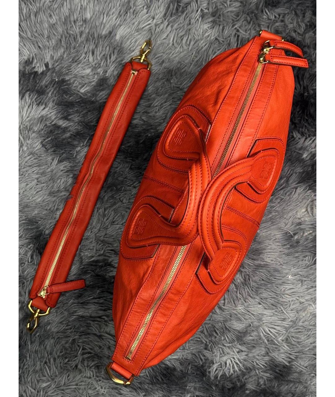 GIVENCHY Оранжевая кожаная сумка с короткими ручками, фото 3