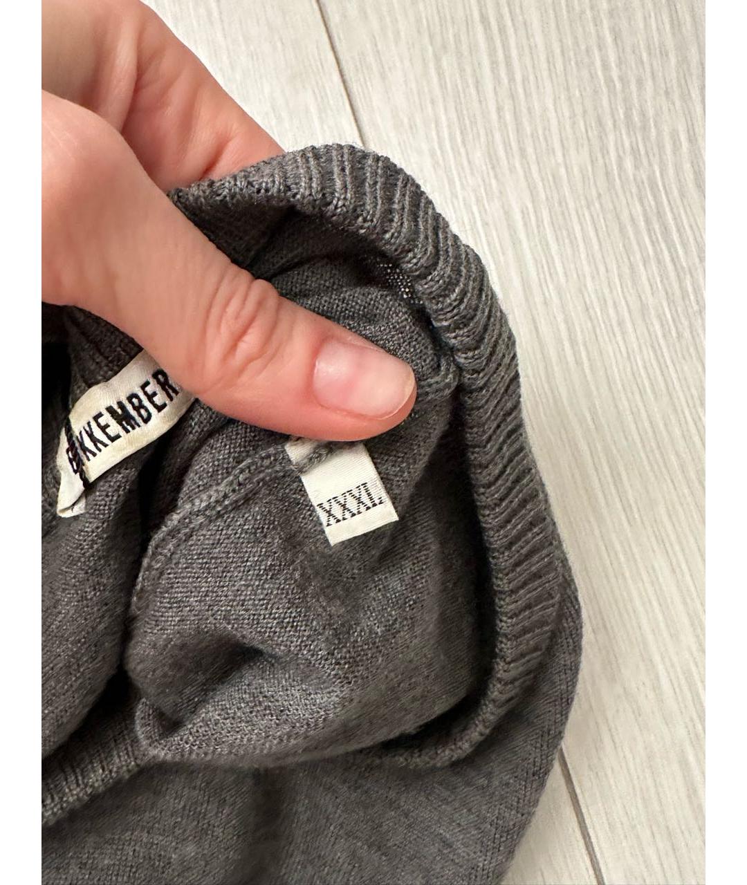 BIKKEMBERGS Серый шерстяной джемпер / свитер, фото 5