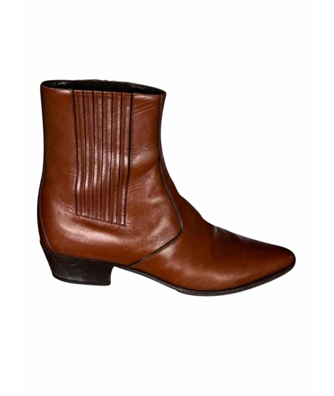 CELINE Коричневые кожаные высокие ботинки, фото 1