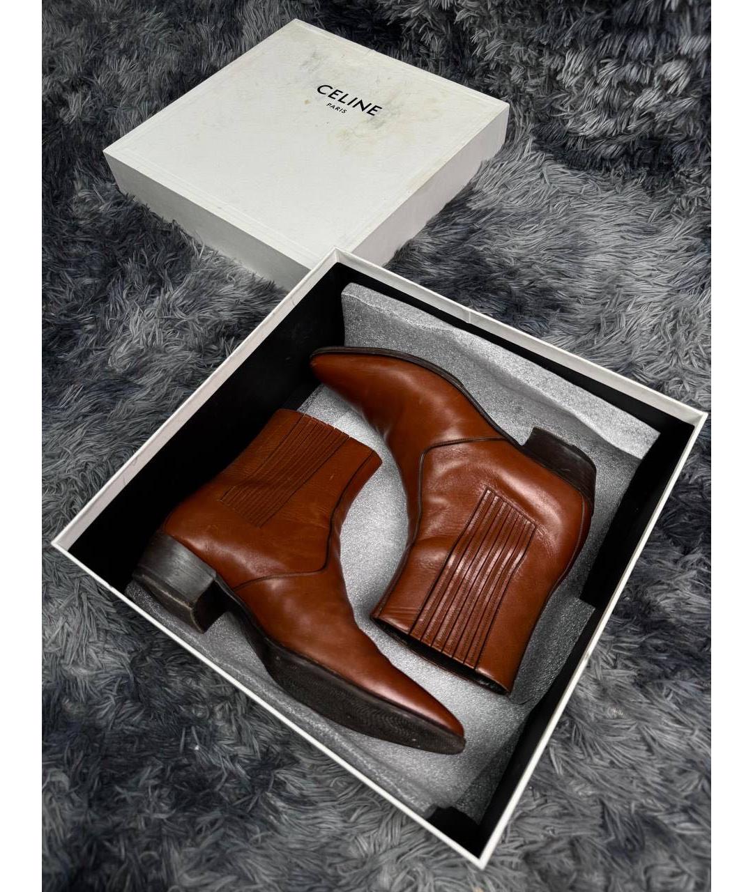 CELINE Коричневые кожаные высокие ботинки, фото 6