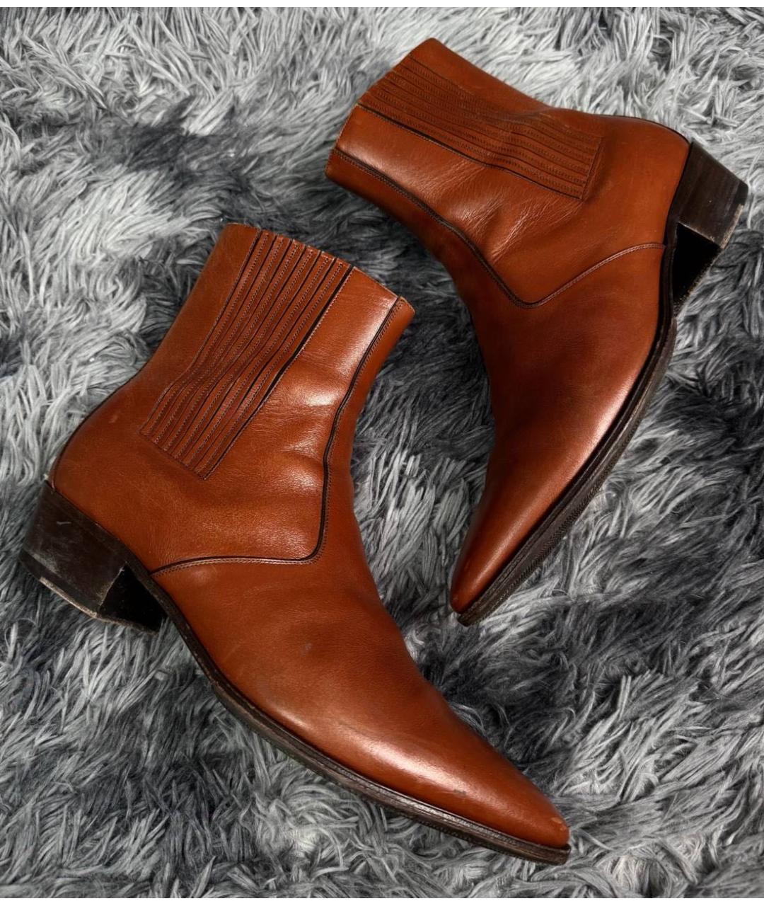 CELINE Коричневые кожаные высокие ботинки, фото 4