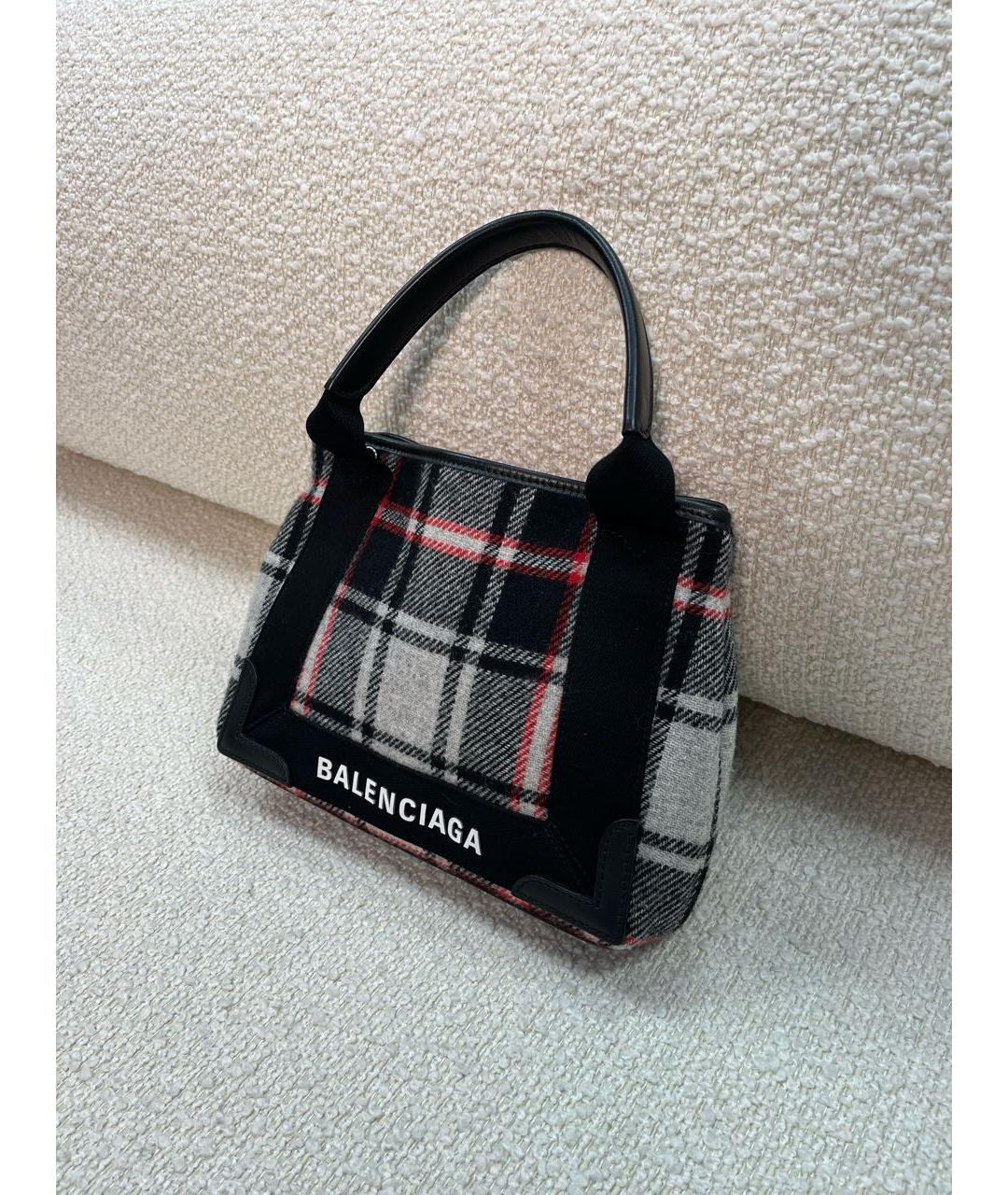 BALENCIAGA Антрацитовая шерстяная сумка с короткими ручками, фото 3