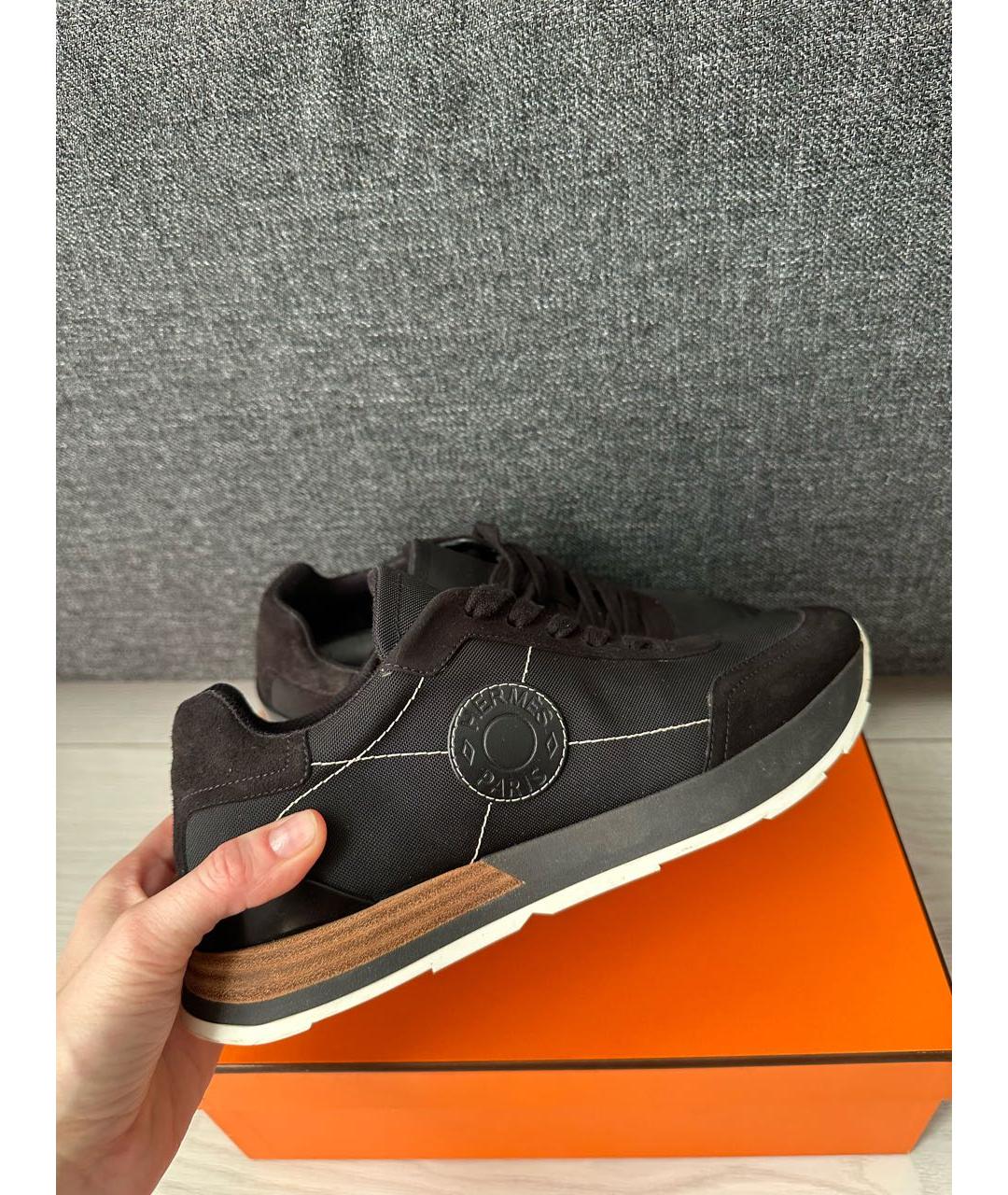 HERMES Черные текстильные кроссовки, фото 2