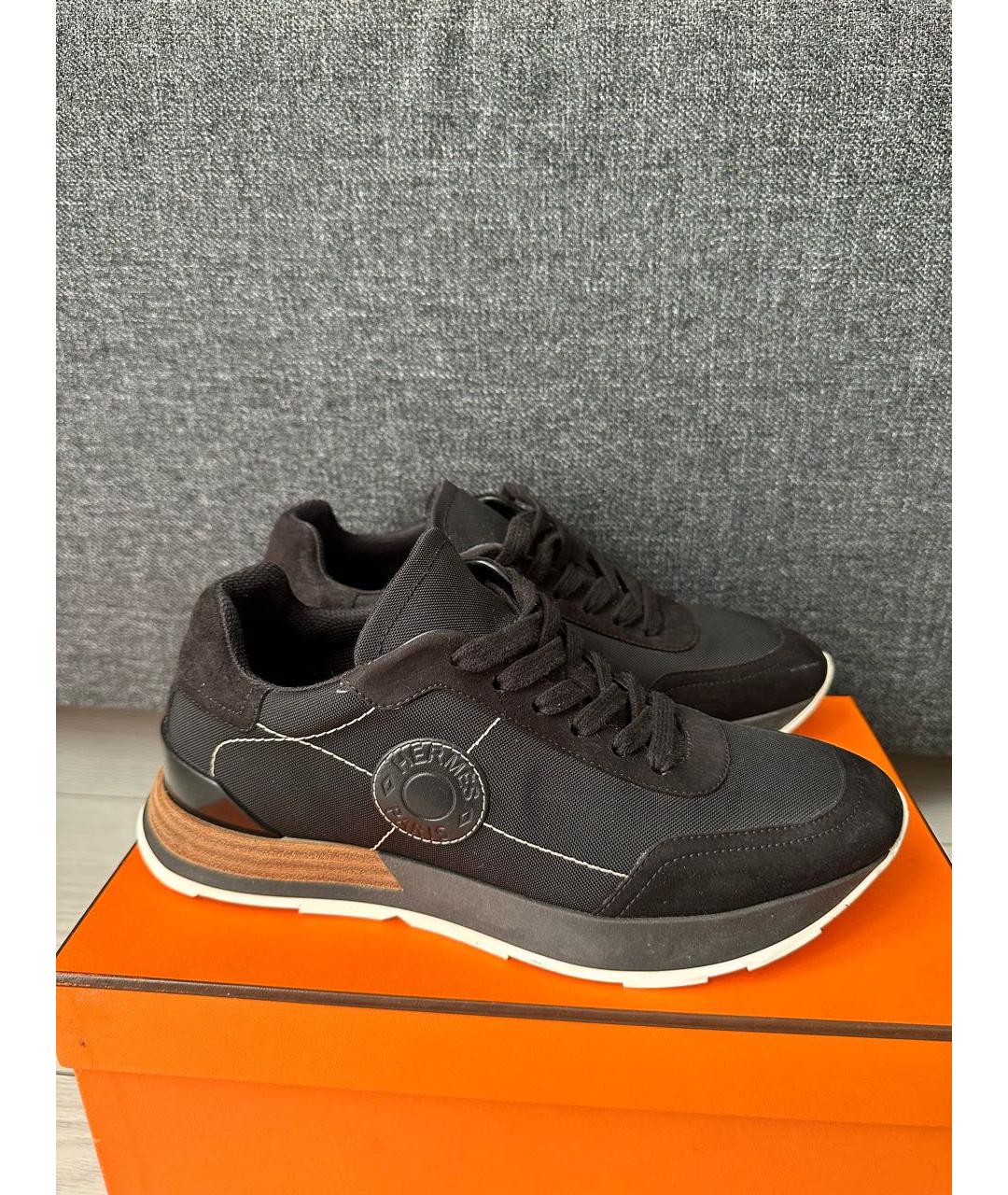 HERMES Черные текстильные кроссовки, фото 7