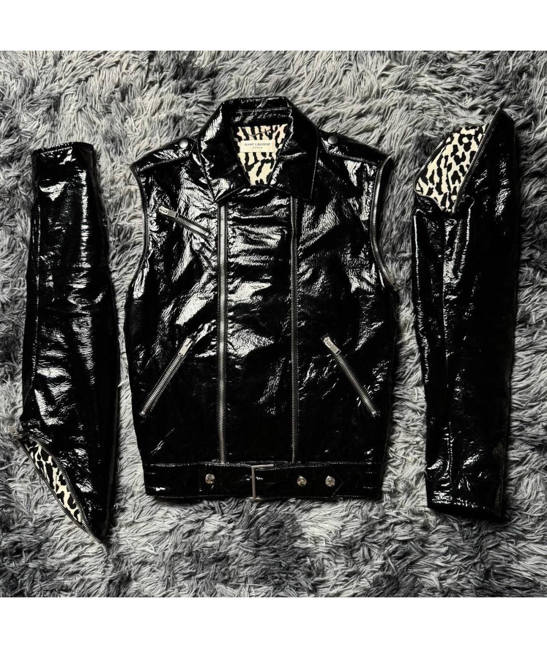 SAINT LAURENT Черная кожаная куртка, фото 2