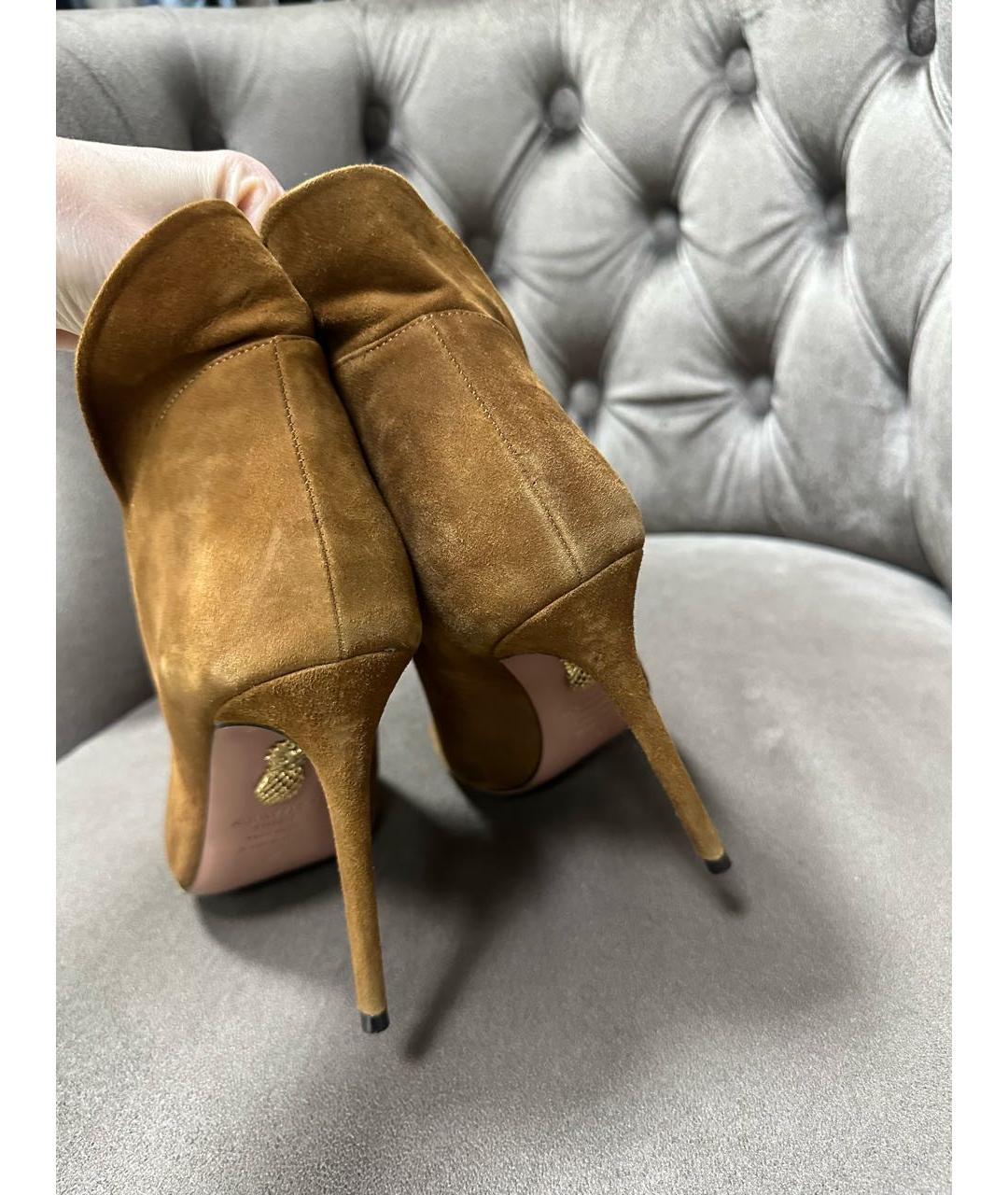 AQUAZZURA Коричневые замшевые ботильоны, фото 5