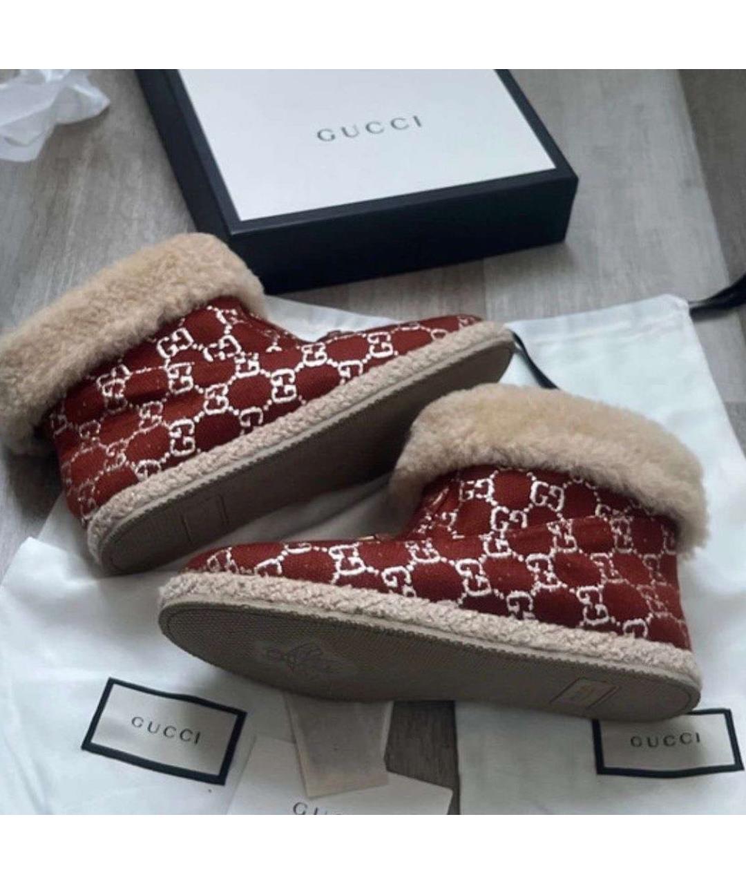 GUCCI Красные текстильные ботинки, фото 4