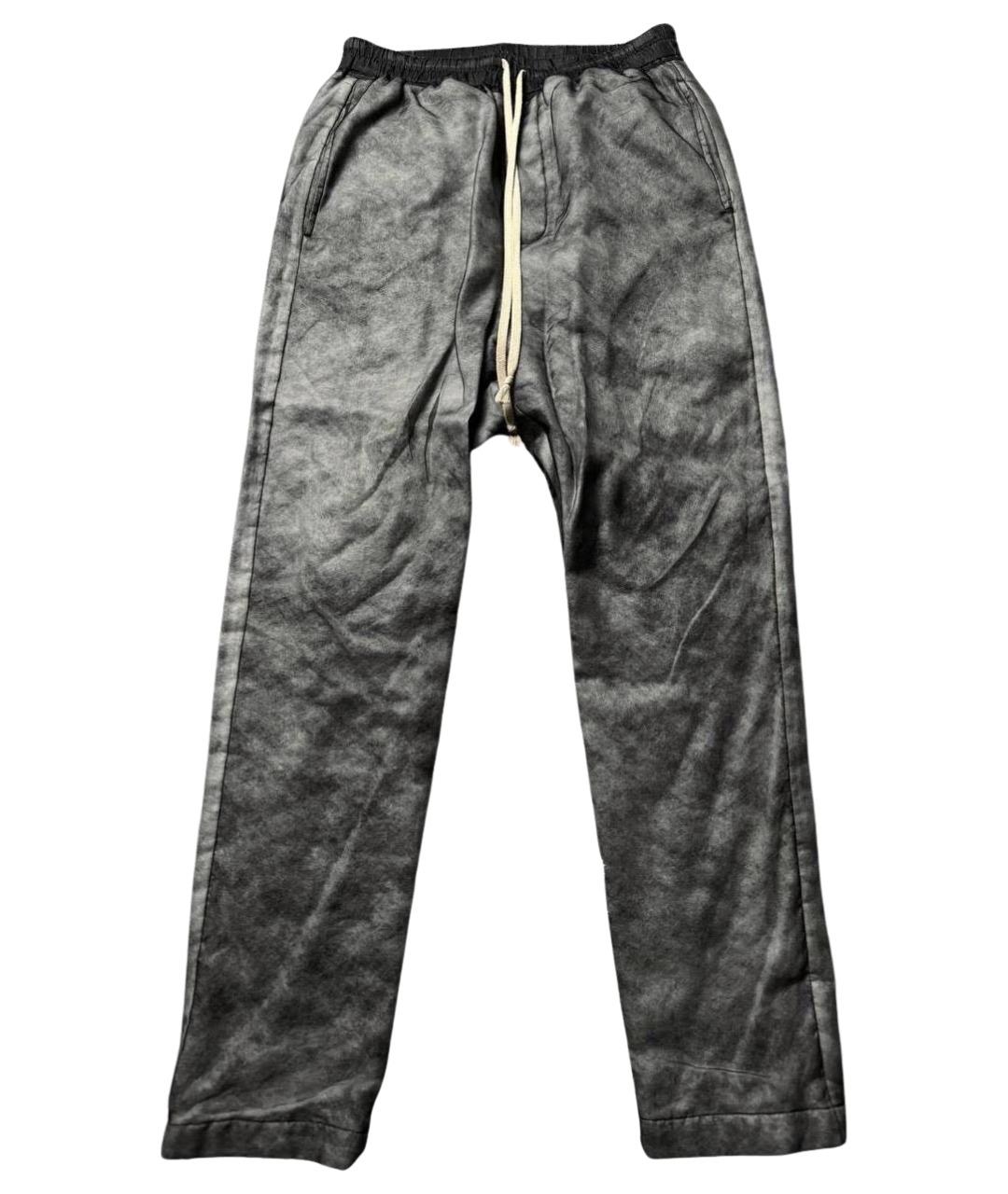 RICK OWENS Серые хлопковые повседневные брюки, фото 1