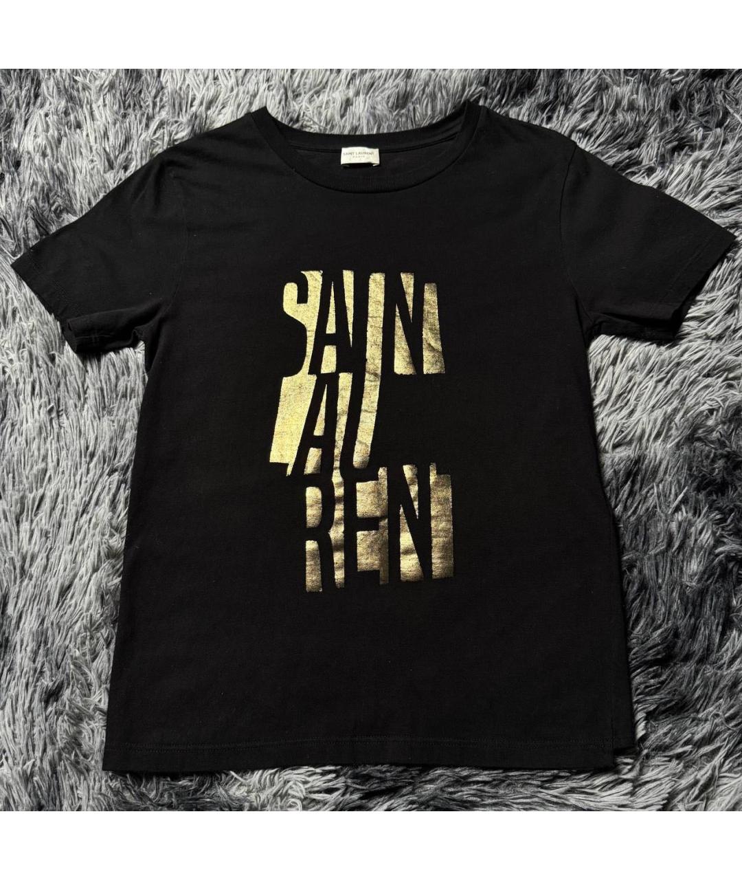 SAINT LAURENT Черная хлопковая футболка, фото 5