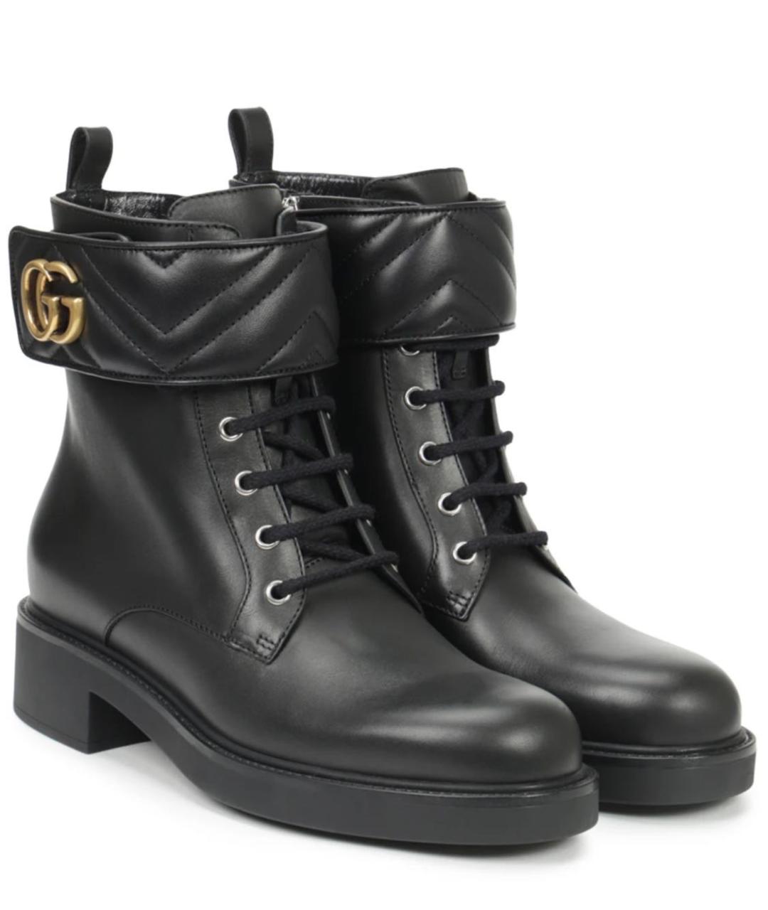 GUCCI Черные кожаные ботинки, фото 2