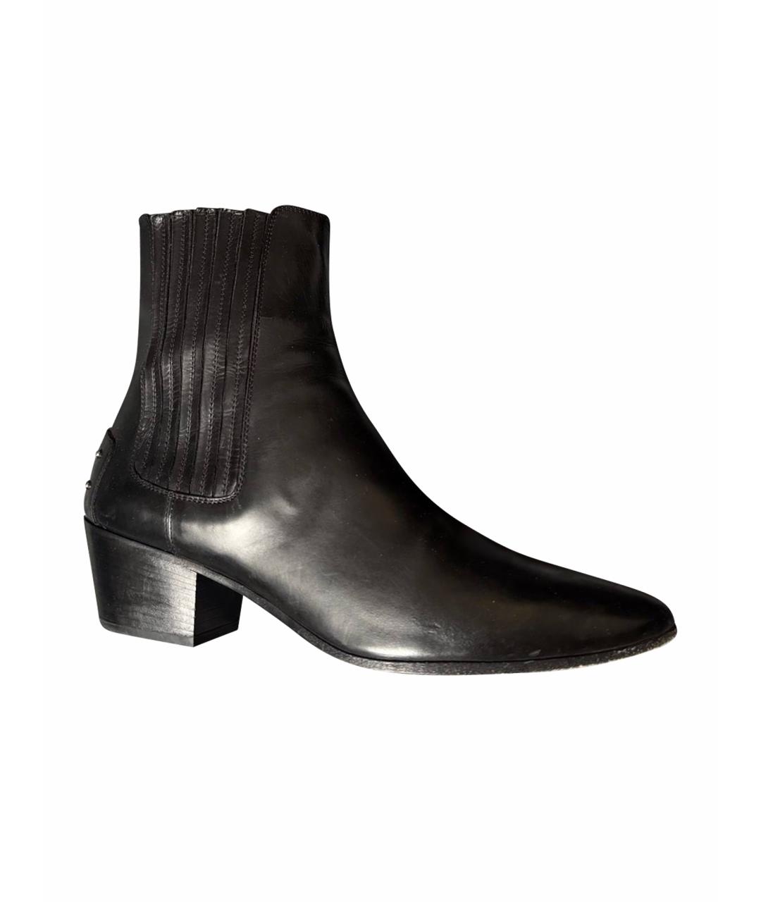 SAINT LAURENT Черные кожаные высокие ботинки, фото 1