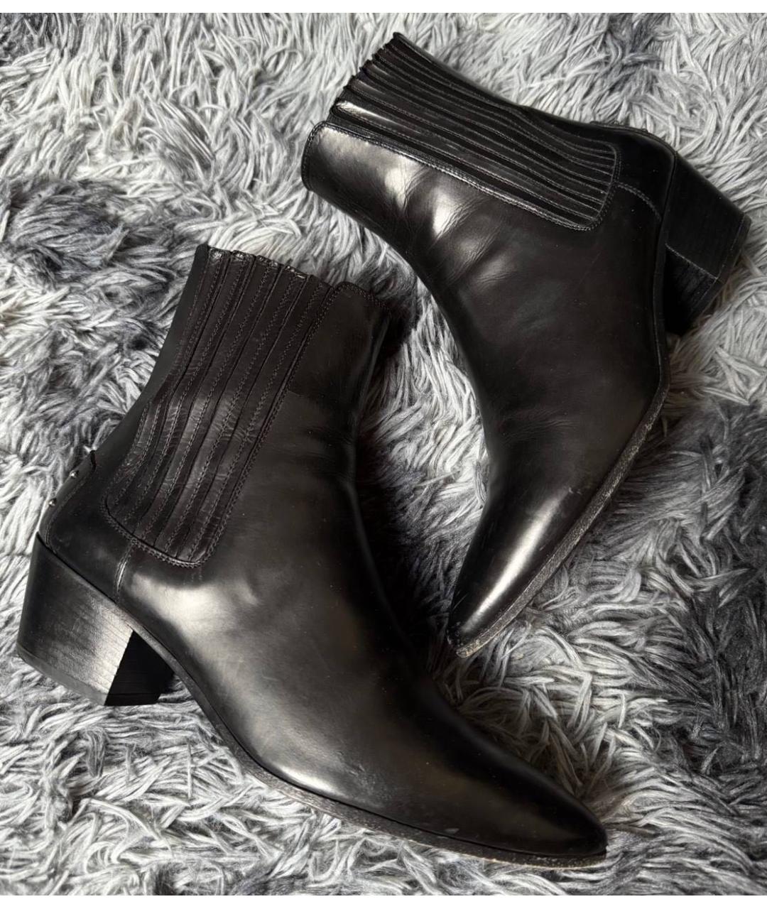 SAINT LAURENT Черные кожаные высокие ботинки, фото 6