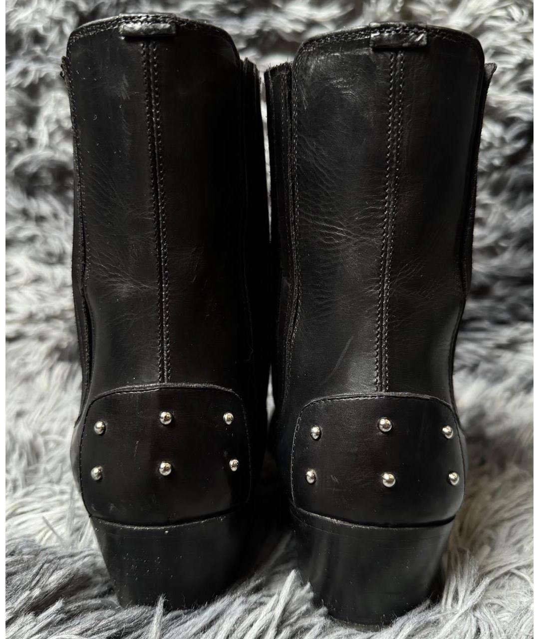 SAINT LAURENT Черные кожаные высокие ботинки, фото 3