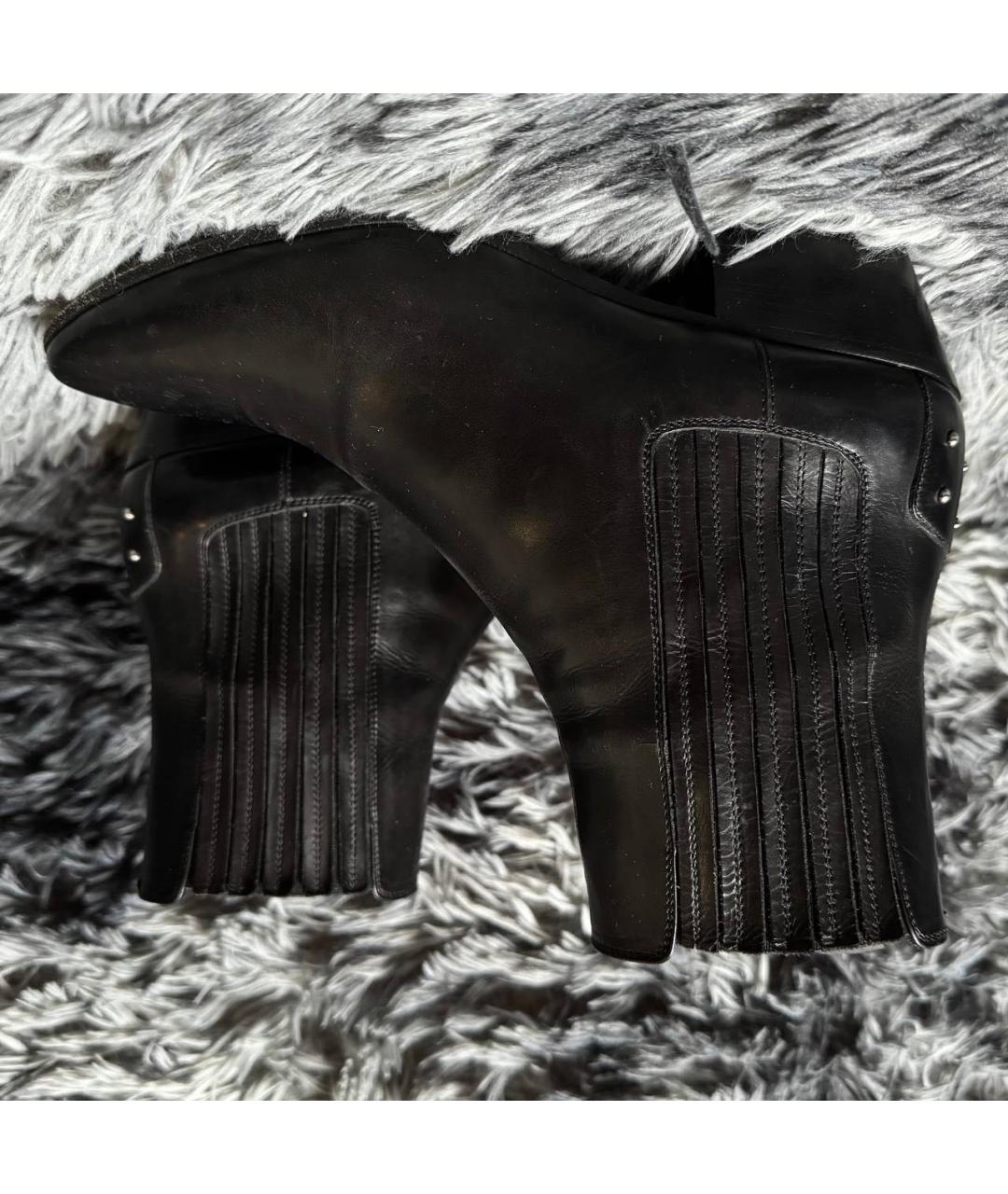 SAINT LAURENT Черные кожаные высокие ботинки, фото 5