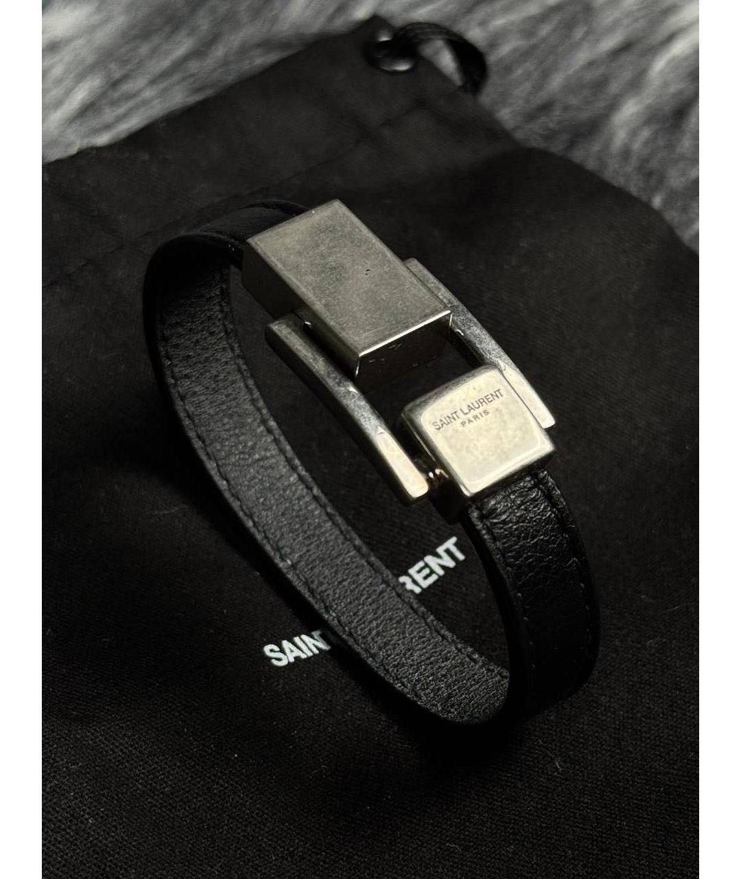 SAINT LAURENT Черный серебряный браслет, фото 5