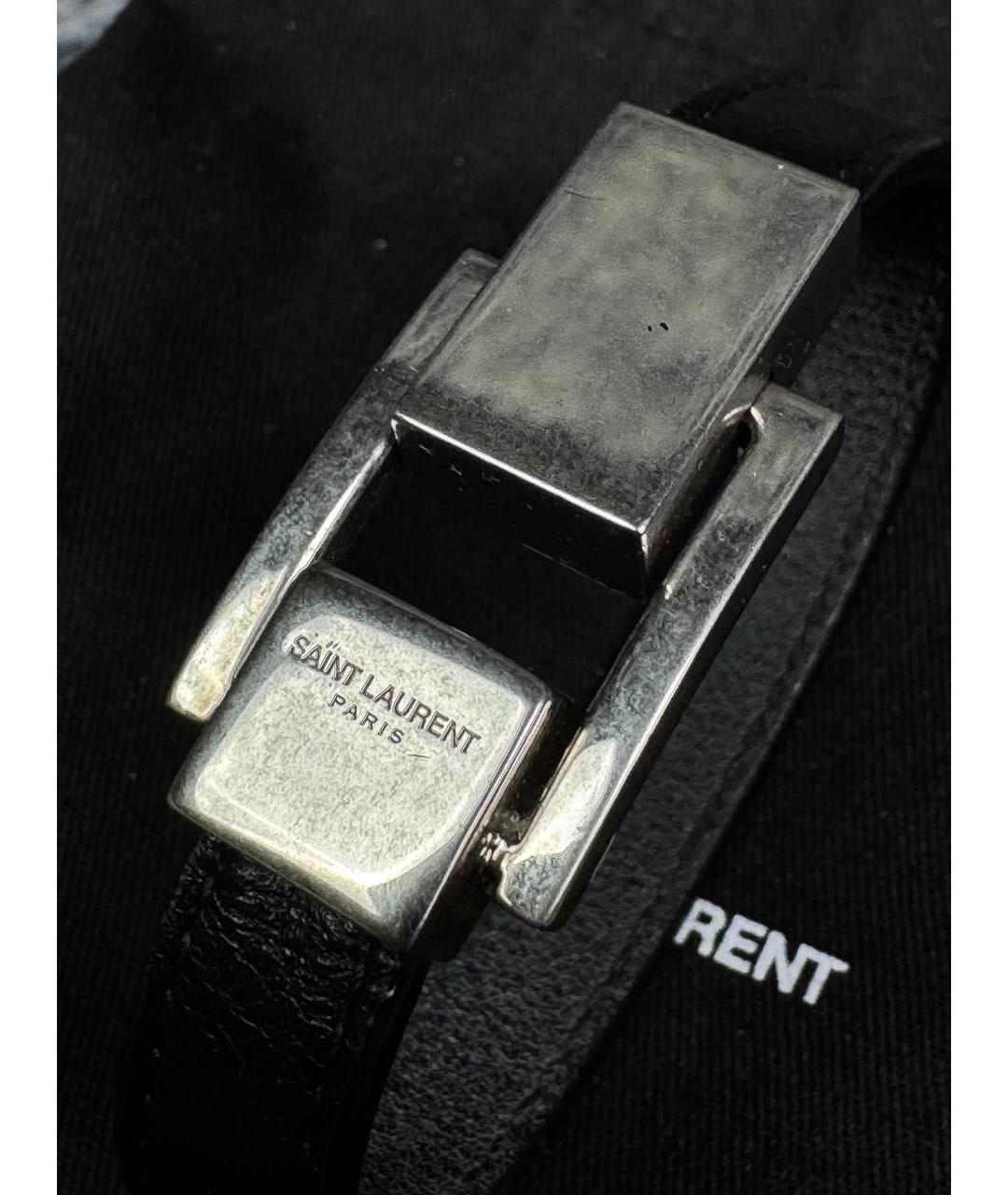 SAINT LAURENT Черный серебряный браслет, фото 2