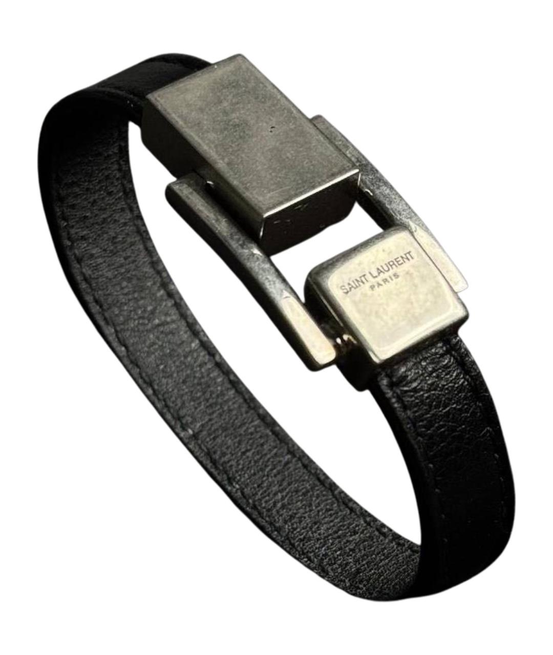 SAINT LAURENT Черный серебряный браслет, фото 1