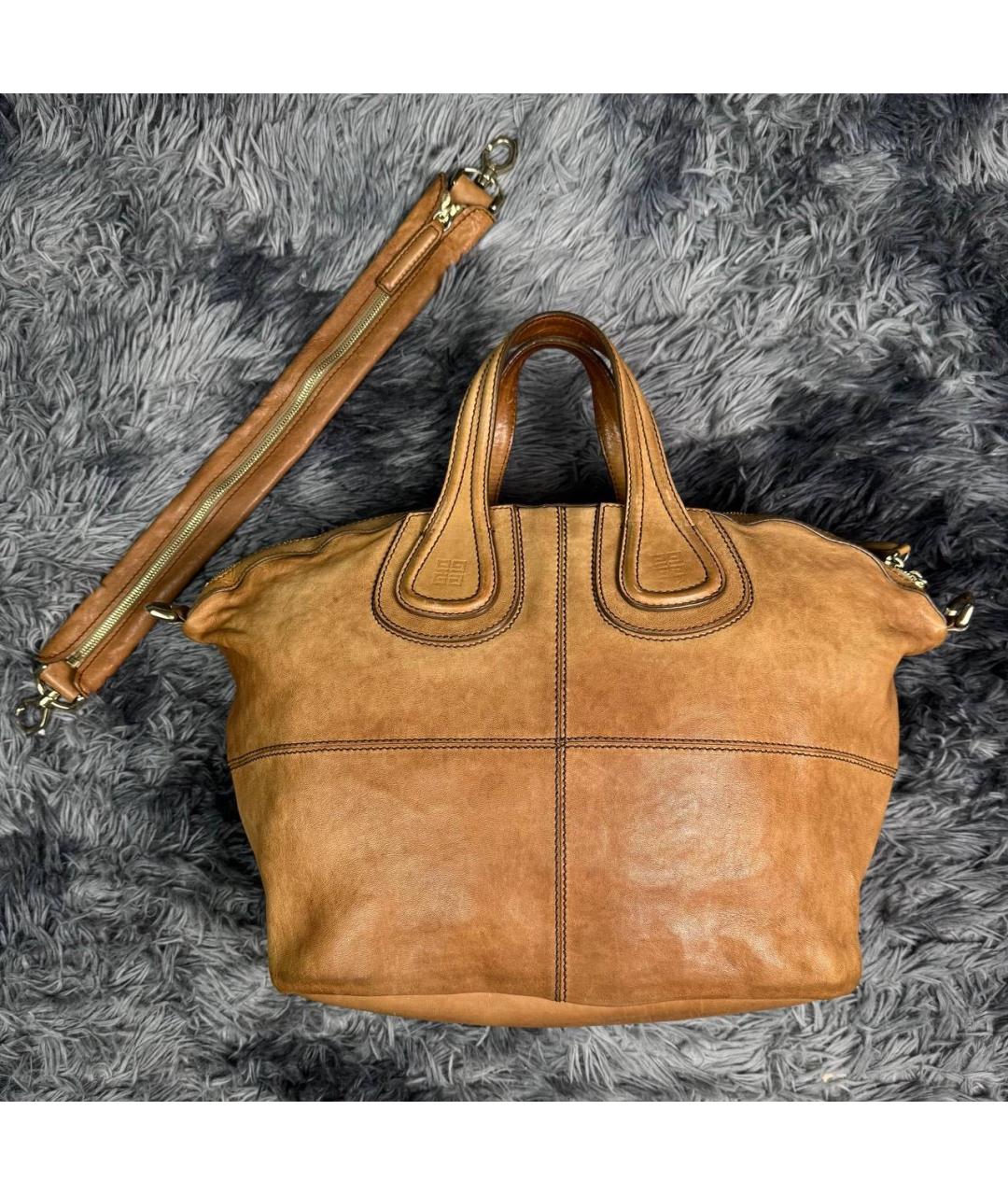 GIVENCHY Горчичная кожаная сумка с короткими ручками, фото 2