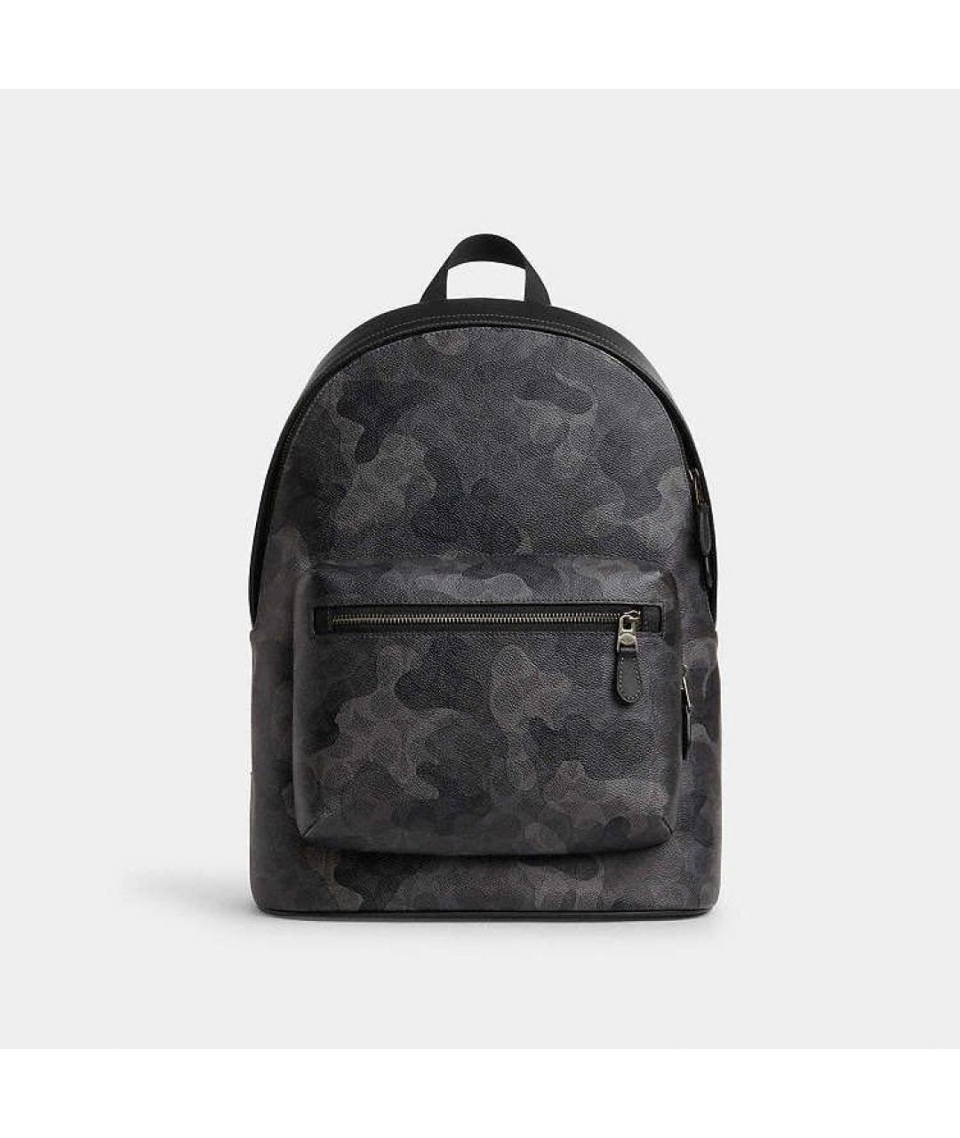 COACH Антрацитовый кожаный рюкзак, фото 9