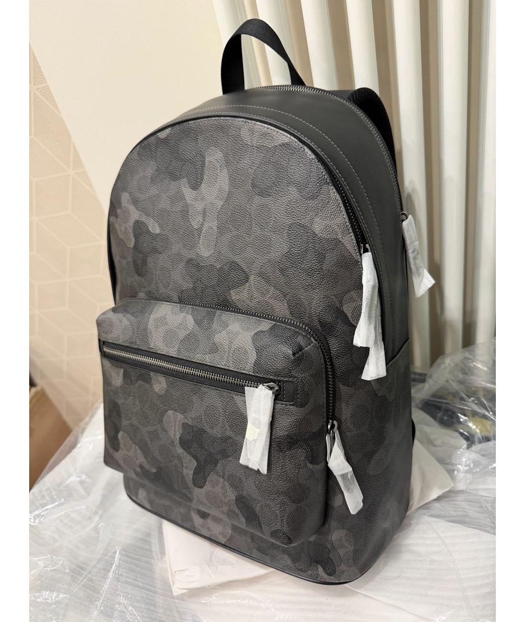 COACH Антрацитовый кожаный рюкзак, фото 2