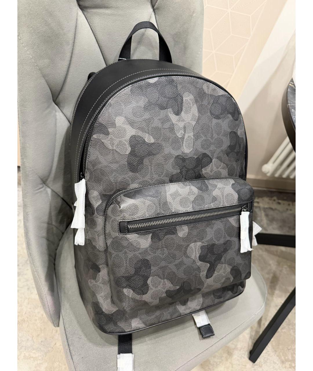 COACH Антрацитовый кожаный рюкзак, фото 7