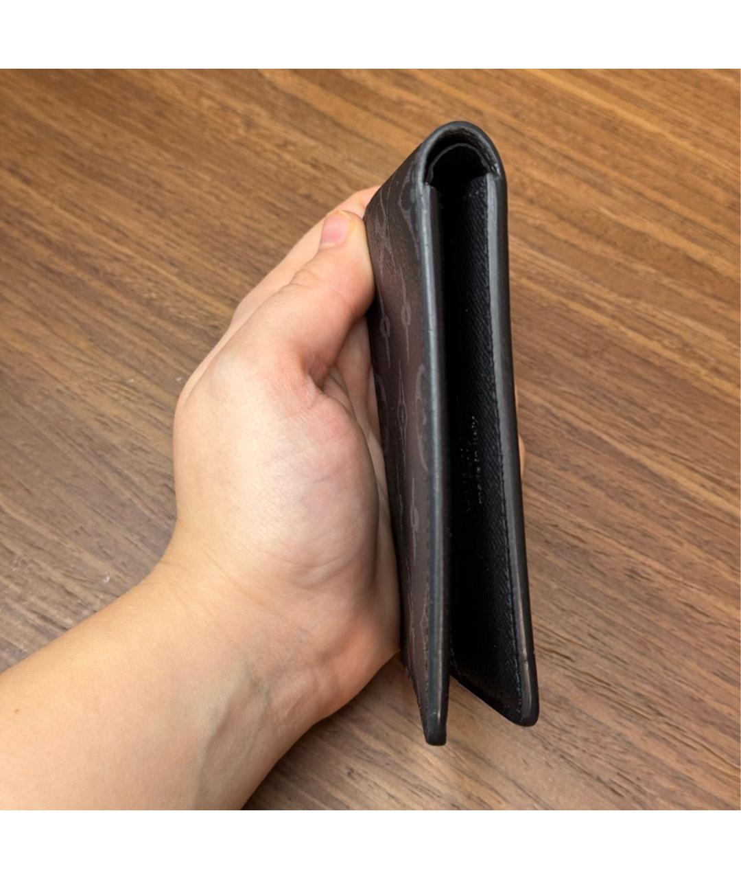 LOUIS VUITTON Черный кожаный кошелек, фото 4