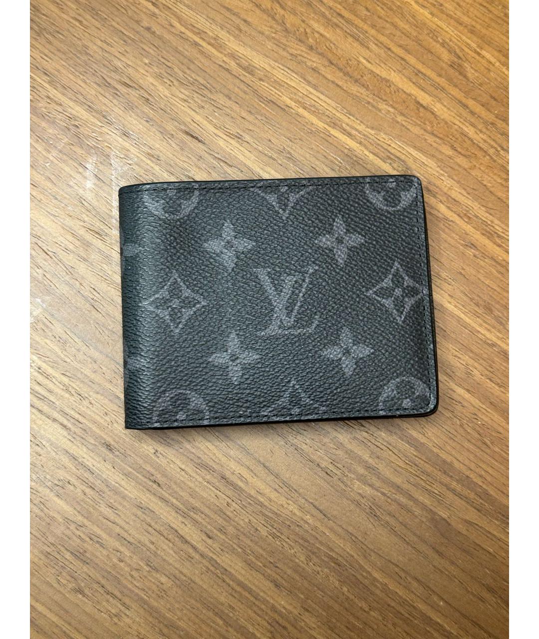 LOUIS VUITTON Черный кожаный кошелек, фото 8