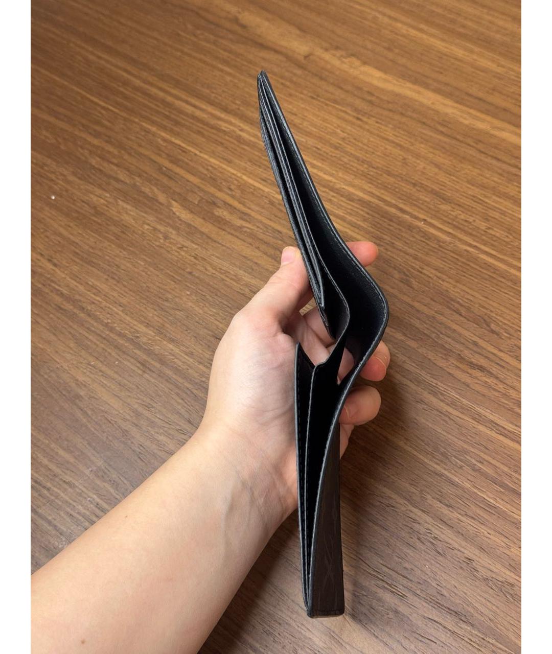 LOUIS VUITTON Черный кожаный кошелек, фото 6