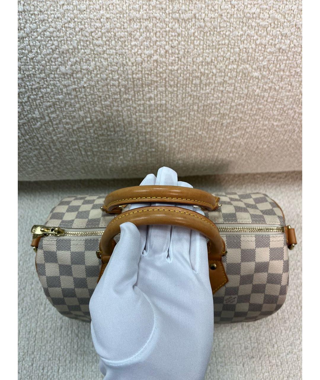 LOUIS VUITTON Бежевая кожаная сумка с короткими ручками, фото 8