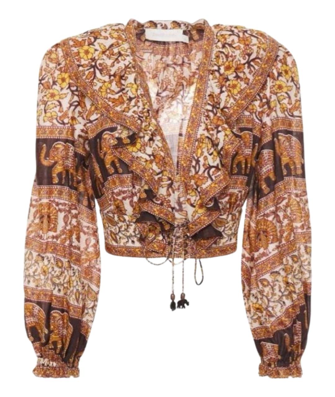 ZIMMERMANN Коричневая хлопковая блузы, фото 1