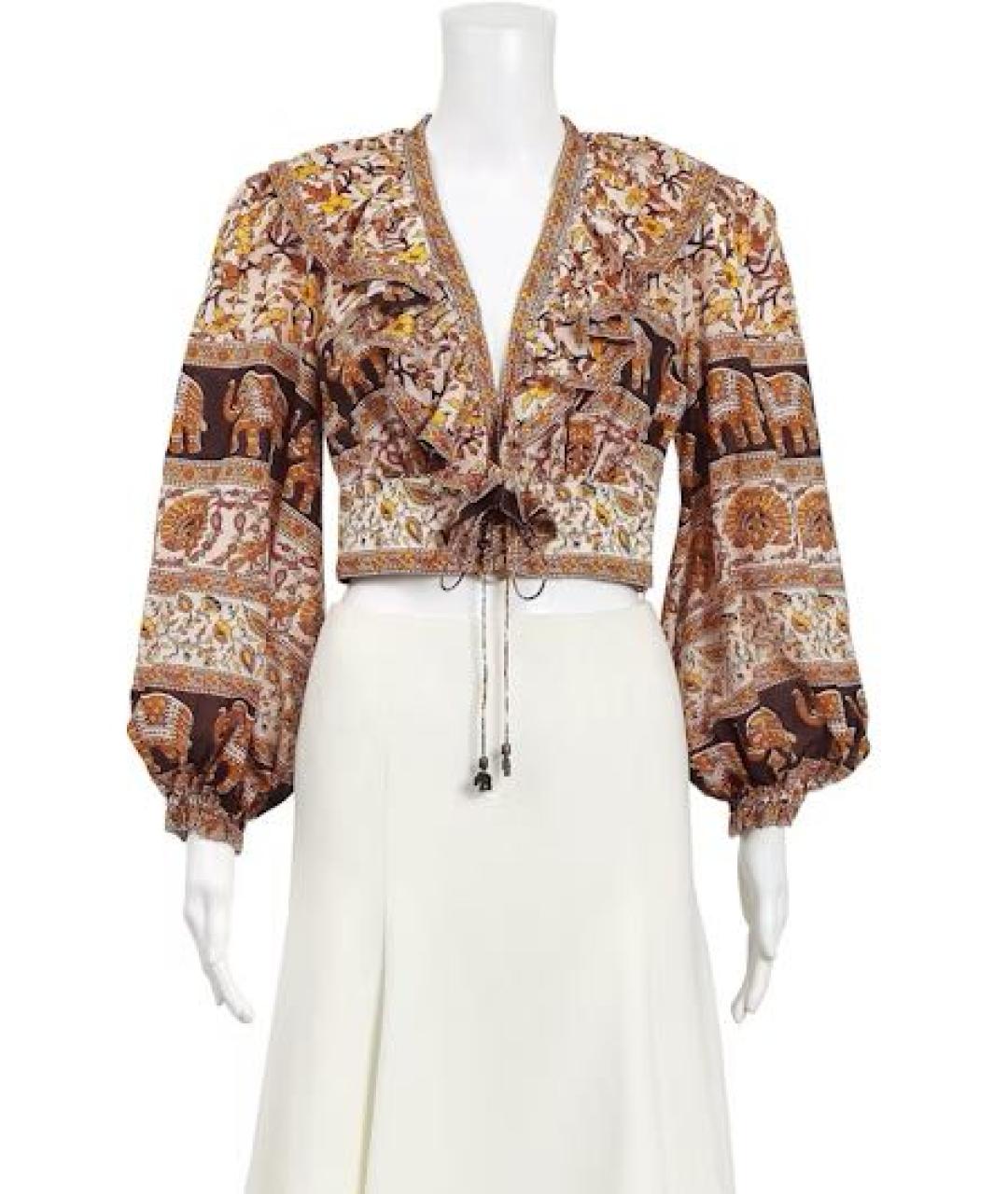 ZIMMERMANN Коричневая хлопковая блузы, фото 3