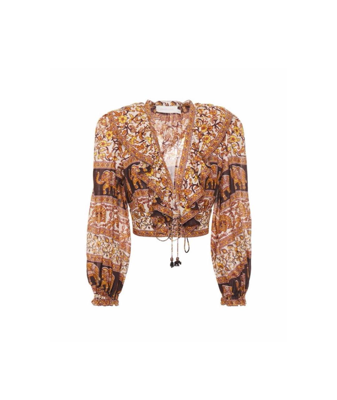 ZIMMERMANN Коричневая хлопковая блузы, фото 6