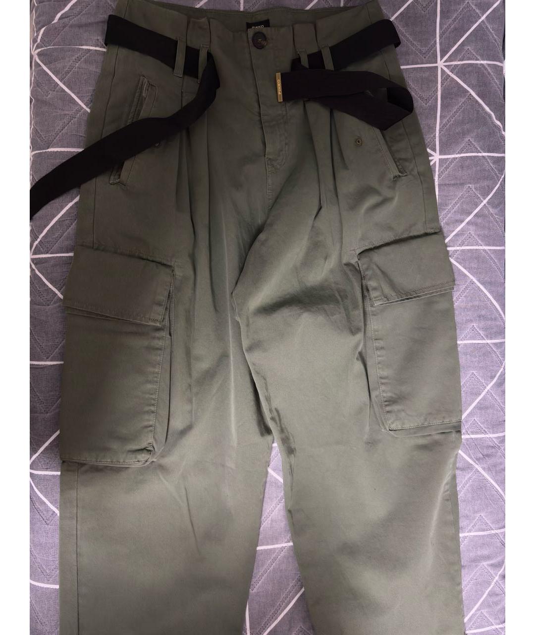 PINKO Хаки хлопковые брюки широкие, фото 2