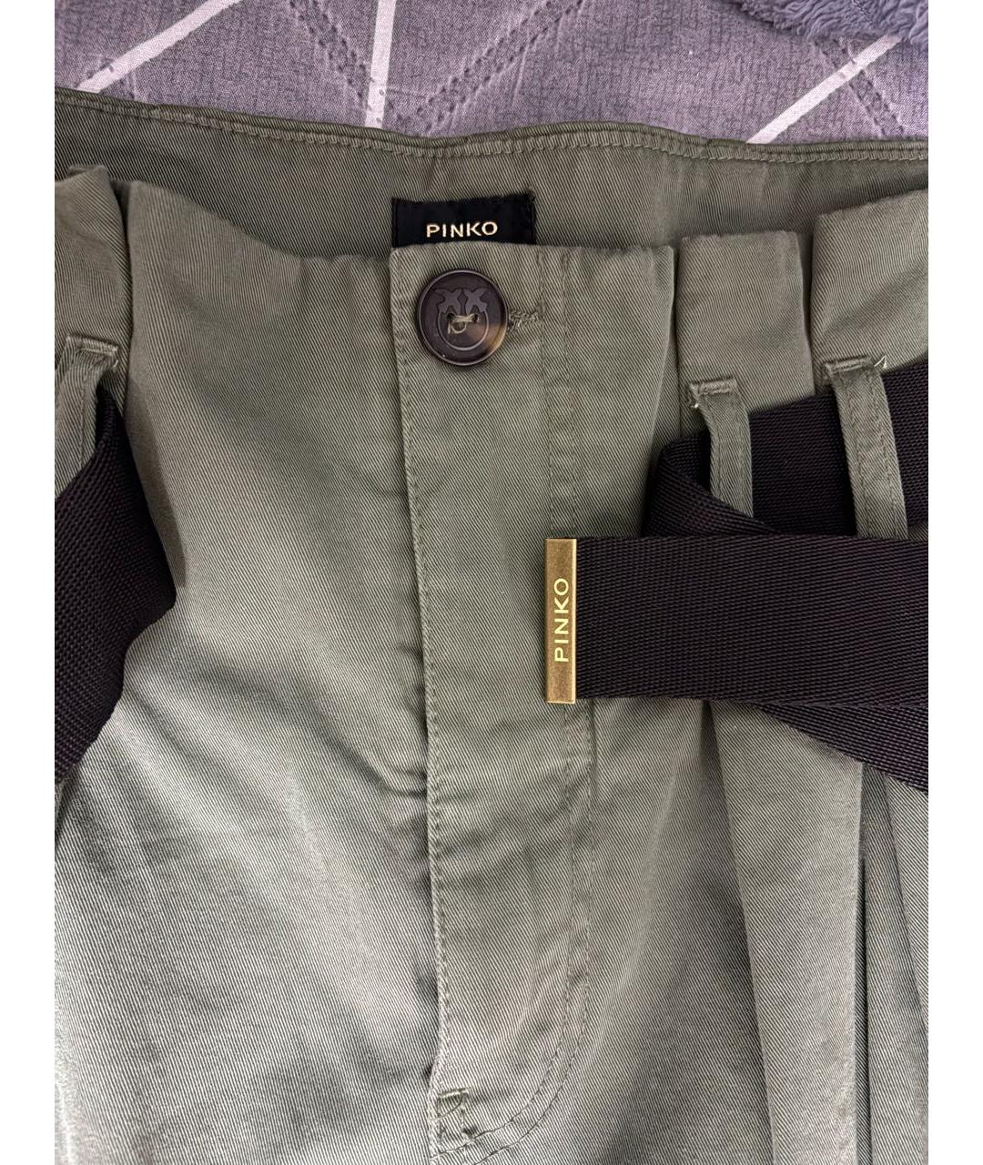 PINKO Хаки хлопковые брюки широкие, фото 3