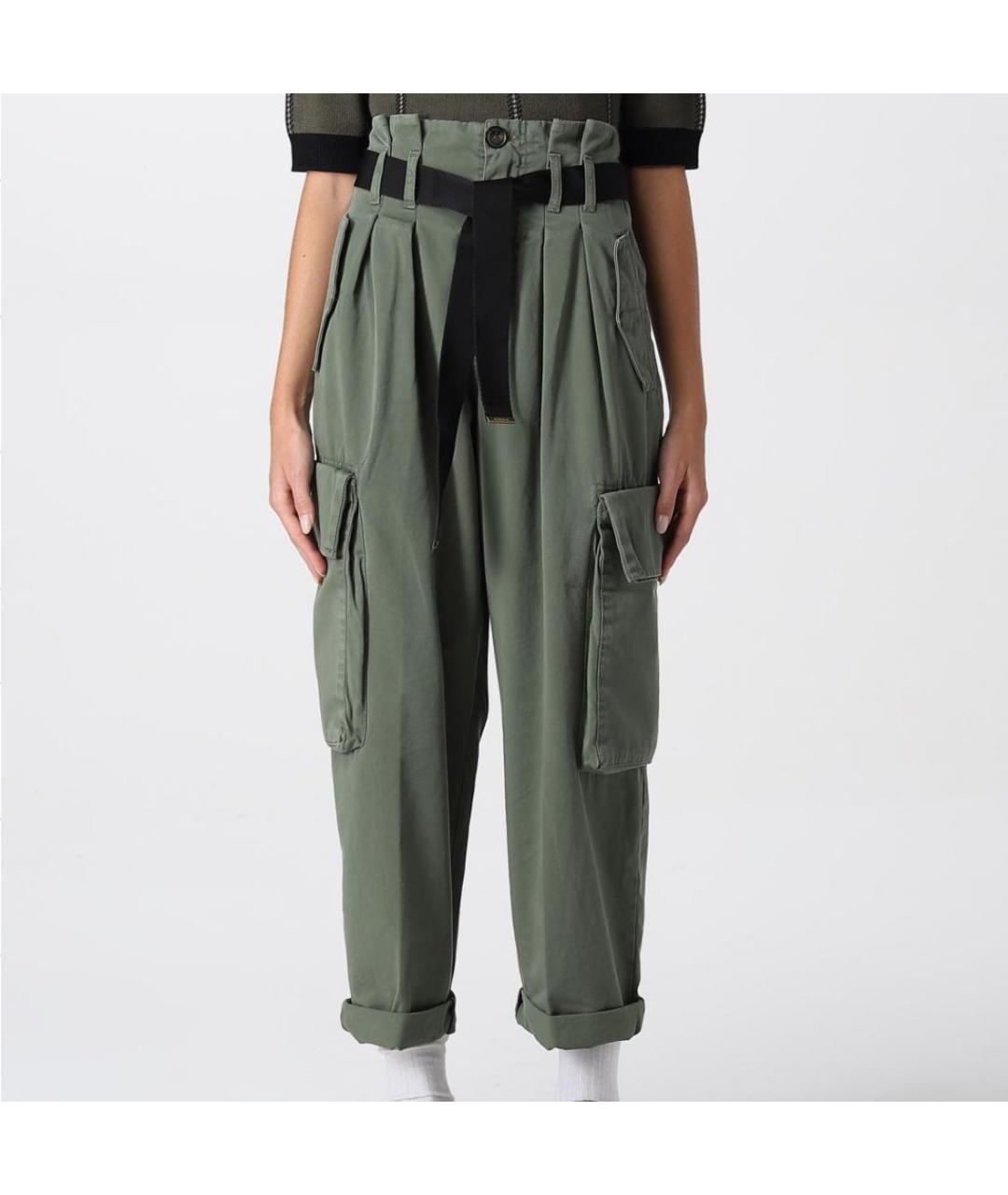 PINKO Хаки хлопковые брюки широкие, фото 5