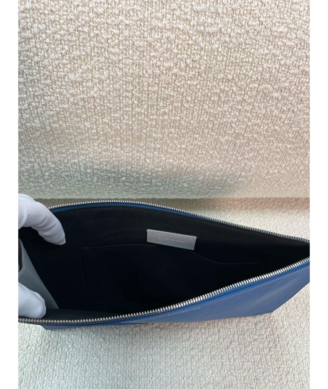 BALENCIAGA Синяя папка для документов из искусственной кожи, фото 4